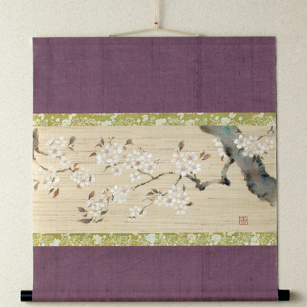 手描き軸アート「桜花図」