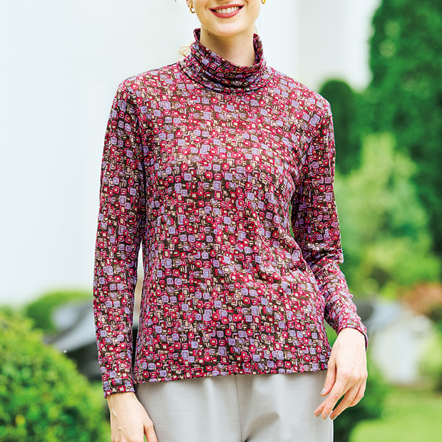 ウールガーゼ天竺プリントプルオーバー