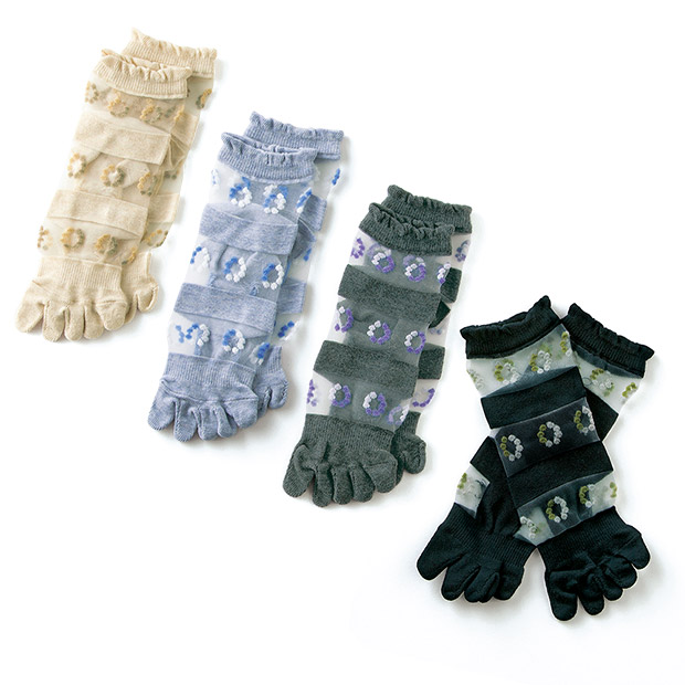 5本指シースルーソックス／4色セット