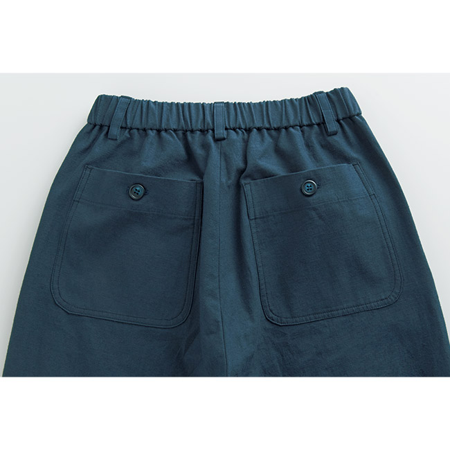 綿麻バックサテンクロップドパンツ