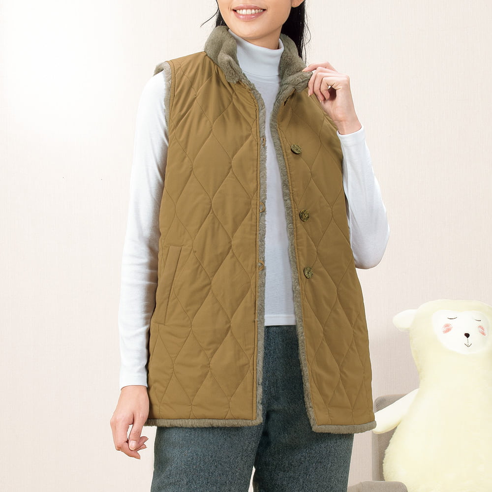 メリノンのロングベスト/リバーシブル