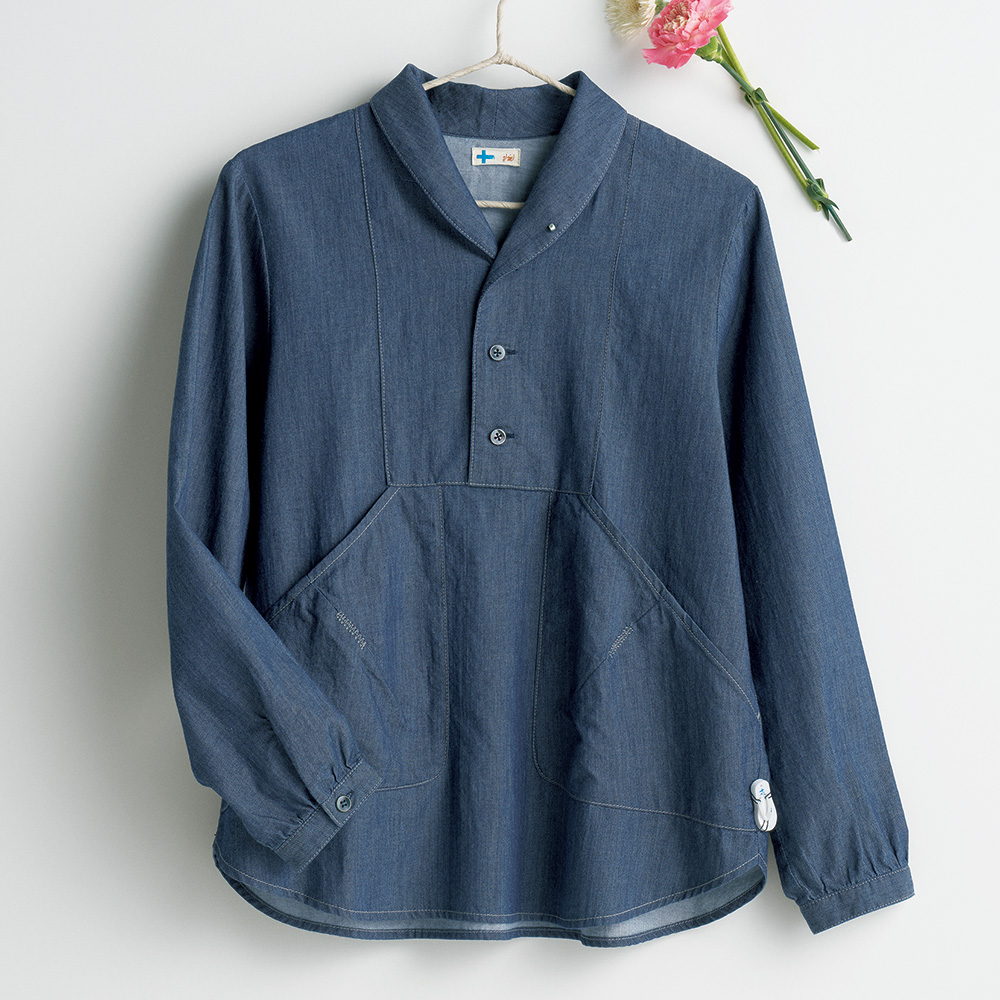 ショールカラープルオーバーシャツ