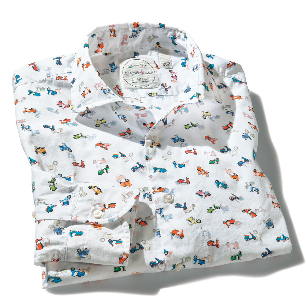 イタリア製スクーター柄シャツ