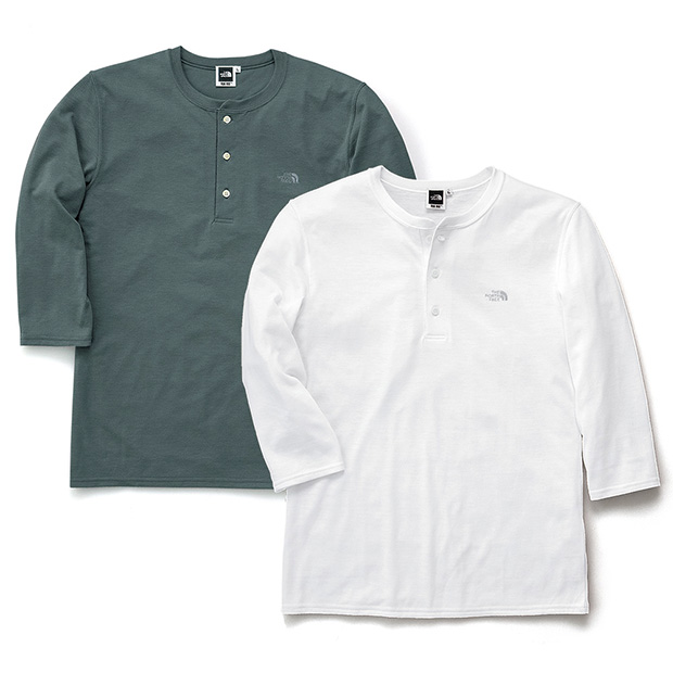 ダクロンQD･七分袖ヘンリーネックTシャツ／2色セット