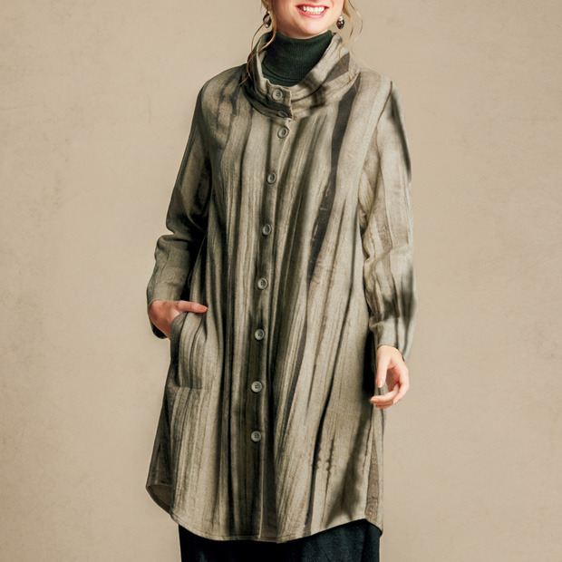 コットン混ビエラのロングブラウス