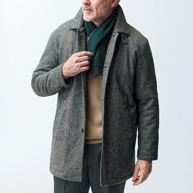 カシミヤ・畦編みモックネックセーター