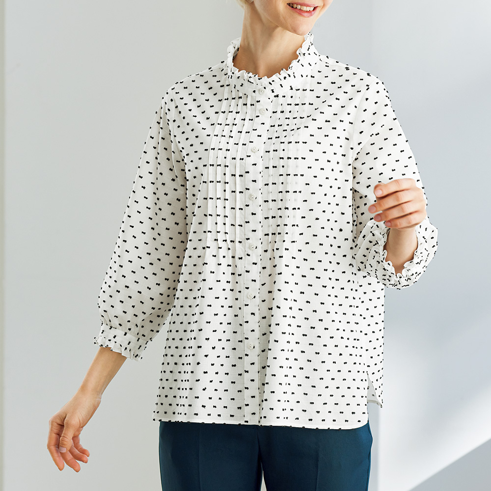 コットンスノーカットドビーブラウス