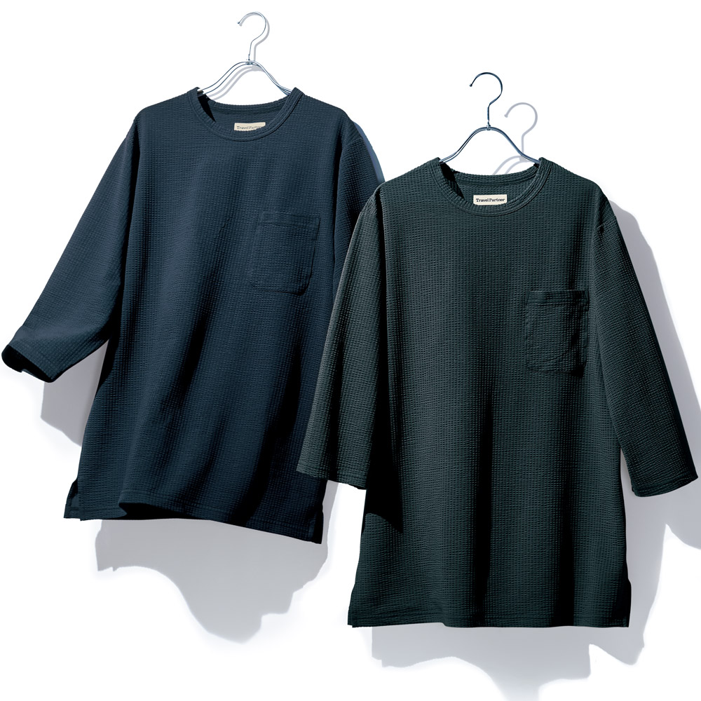 高密度ジャージー・七分袖Tシャツ2色セット