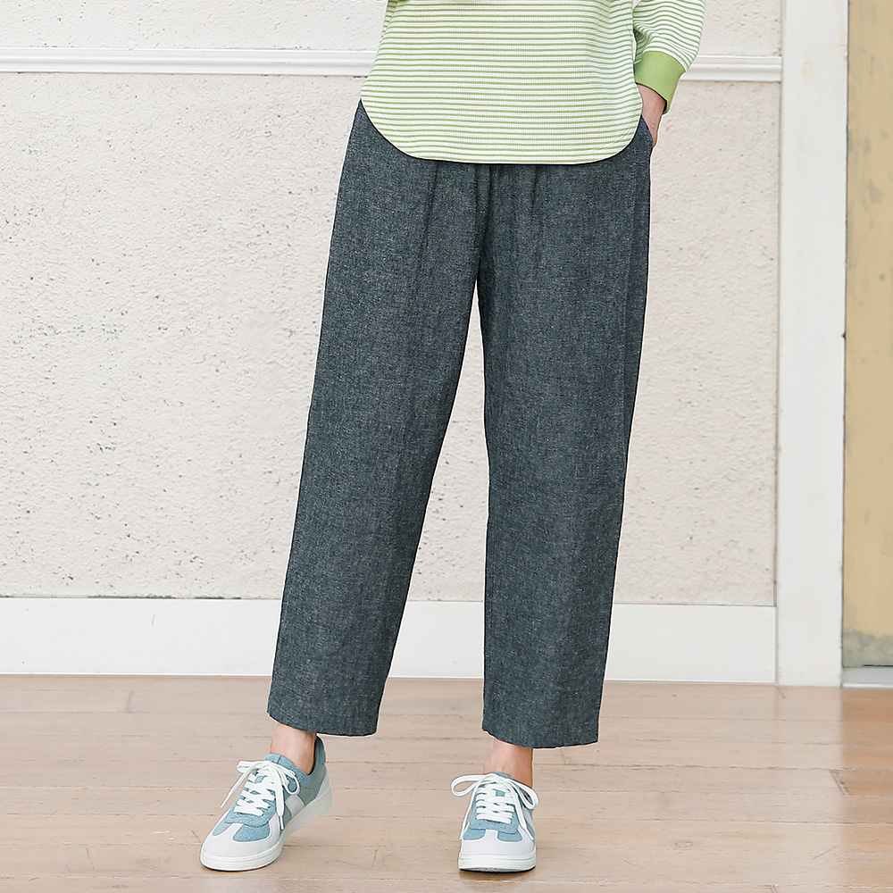 リネンコットンテーパードパンツ