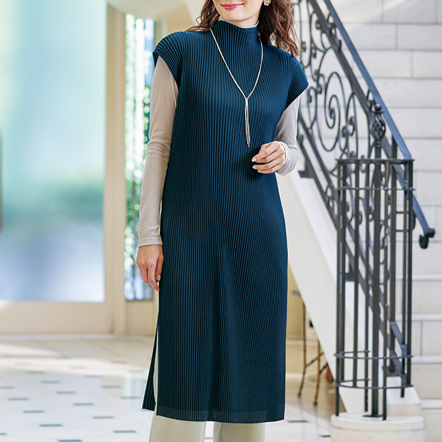 クリスタルプリーツ･ロングベスト