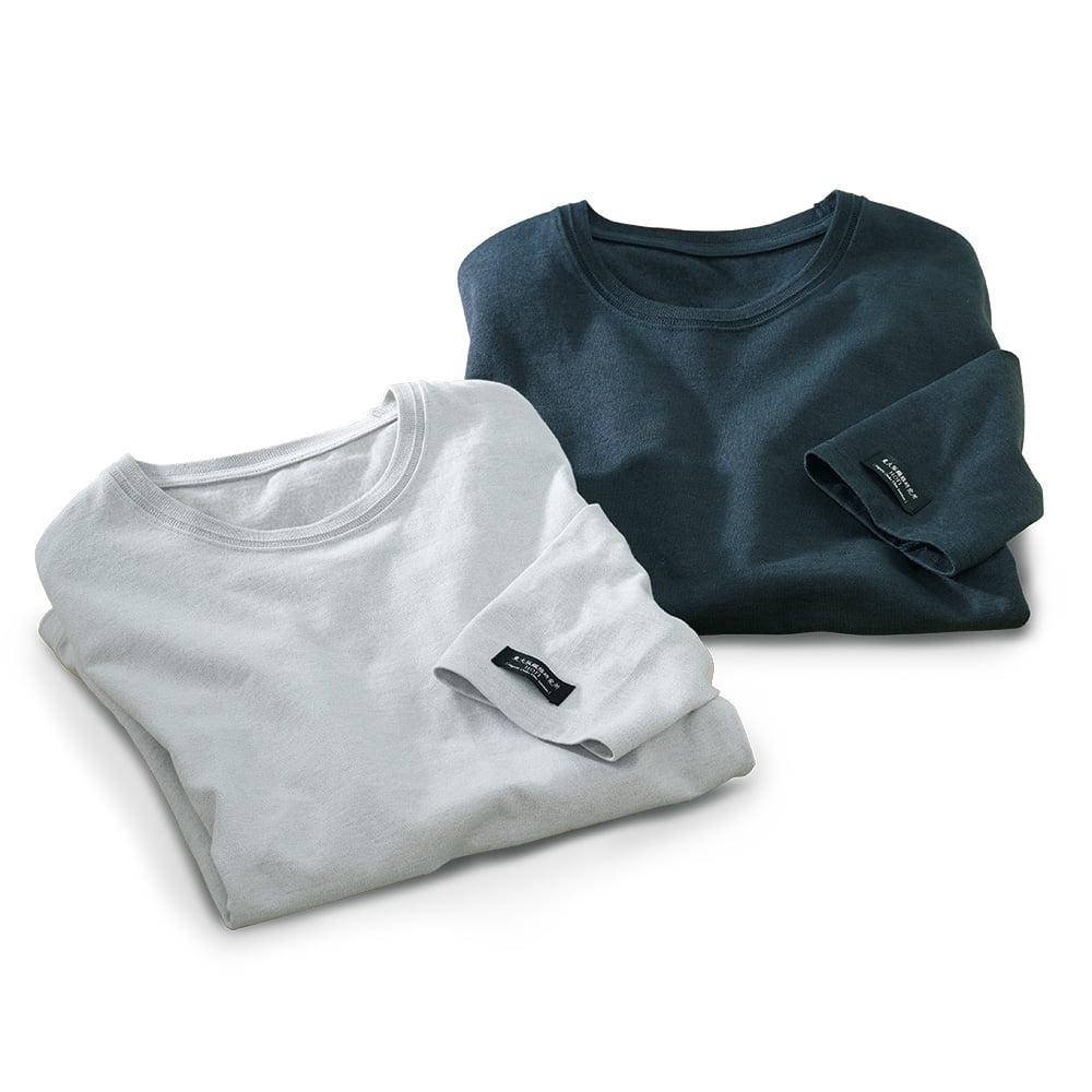 三つ杢超長綿･ゼロトルク撚糸七分袖Tシャツ