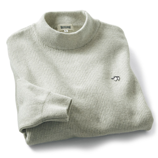 エクストラスーパーファインウール･畦編みモックネックセーター