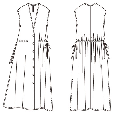 Vネックワンピース