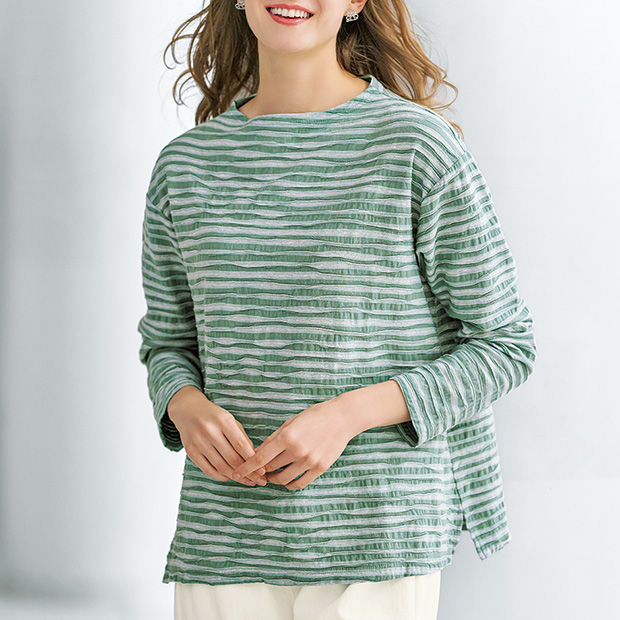 カスリ調ウェーブボーダープルオーバー