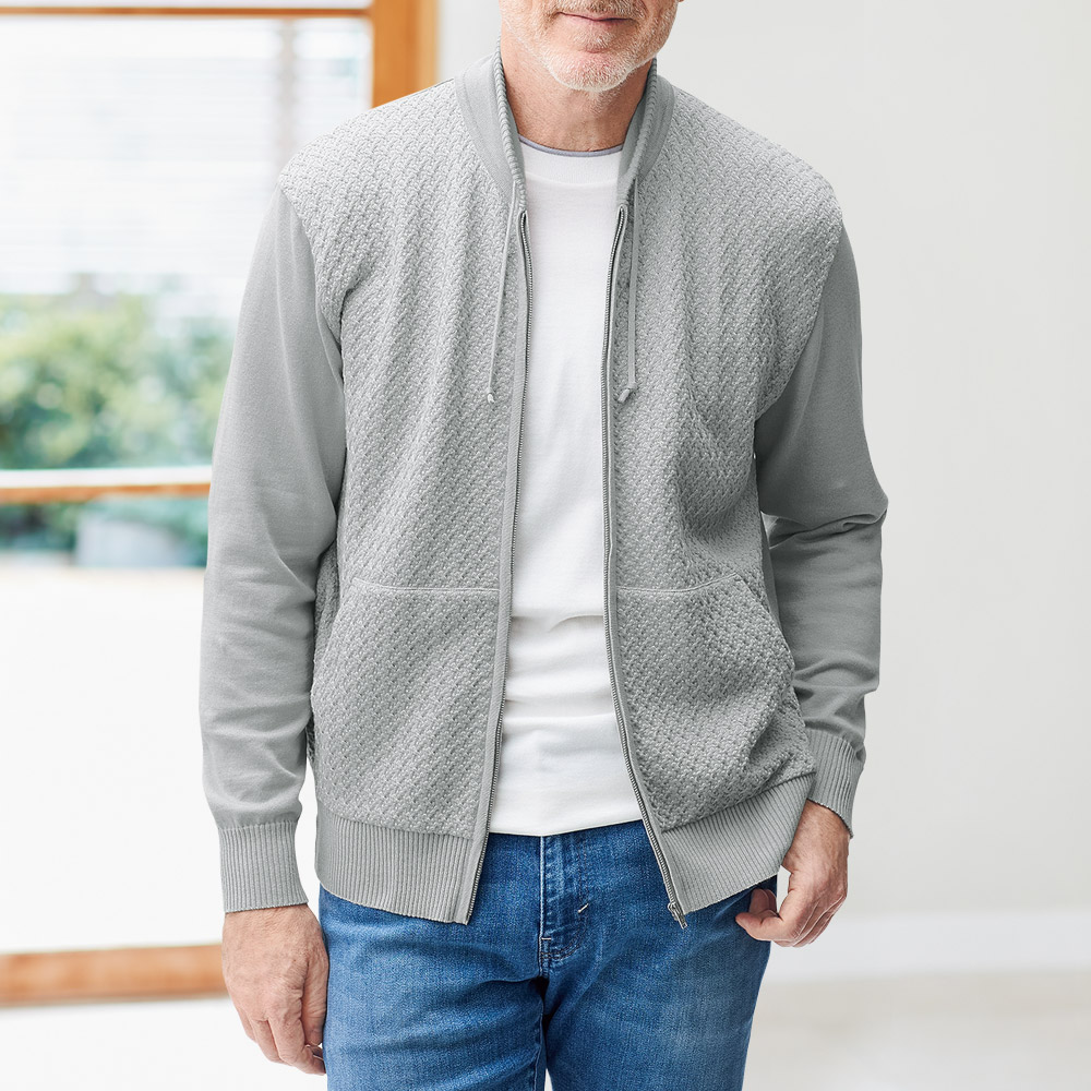 洗えるシルク混･ニットブルゾン