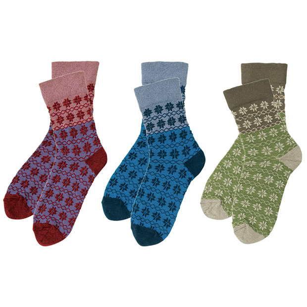 気持ちいいくつした／雪柄3色セット