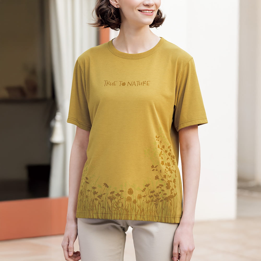 遮熱素材のフラワーTシャツ／2色セット