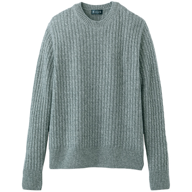 カシミヤケーブル編みプルオーバー