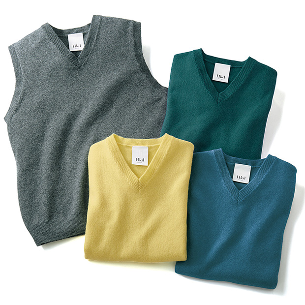 カシミヤの洗えるベスト