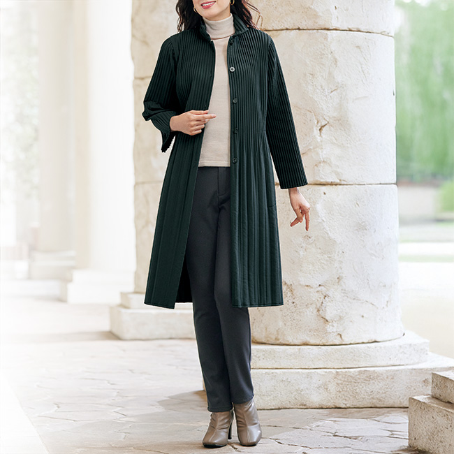 クリスタルプリーツ･キルティングジャケットコート