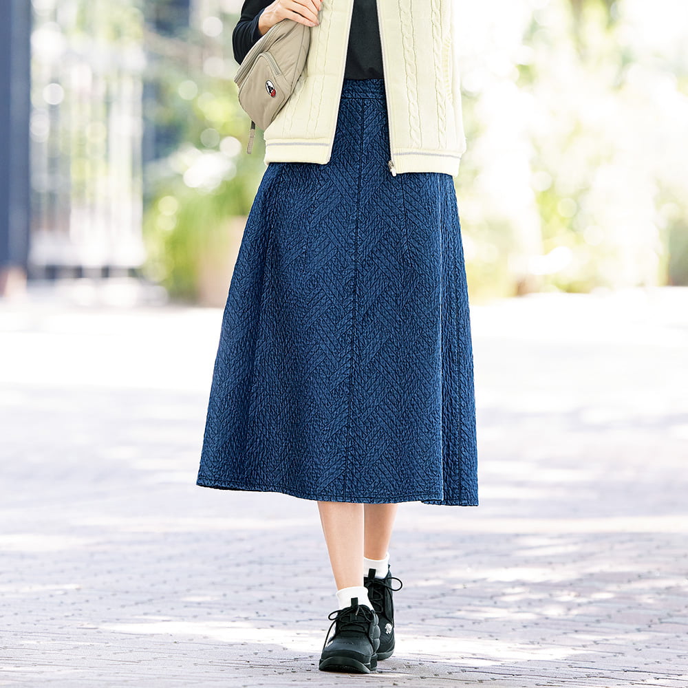 中わたキルティングデニムスカート