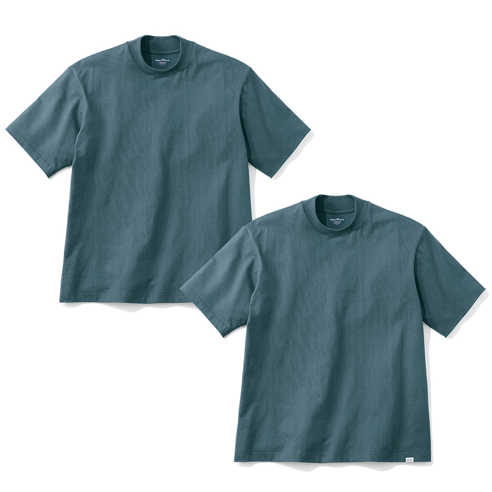 バックハイネックTシャツ／同色2枚組