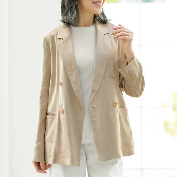 リネン混テーラードジャケット