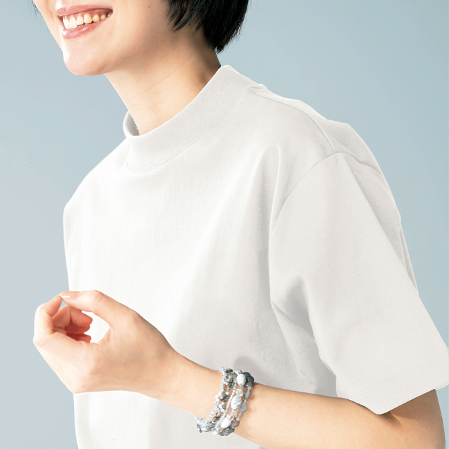 モックネック＆クルーネック長袖ドレスTシャツ／2枚セット