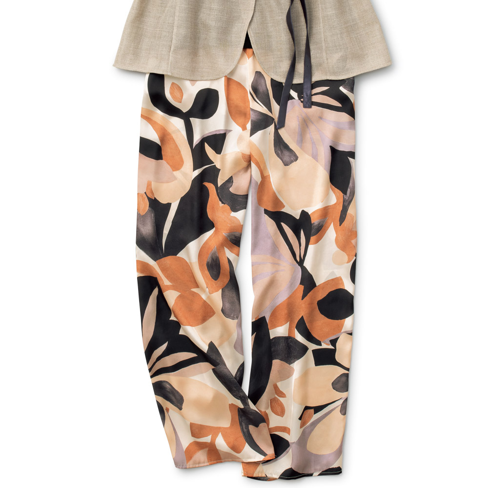 イタリア製プリント生地のパンツ