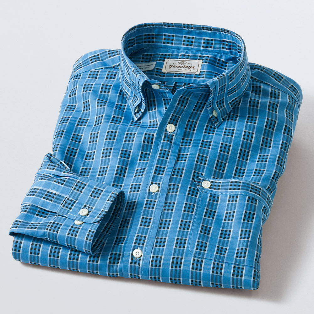 舶来生地で仕立てた老舗の半比翼B.D.シャツ