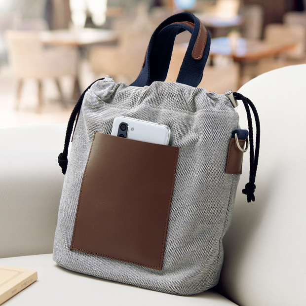 8号シャンブレー帆布･大人の巾着バッグ