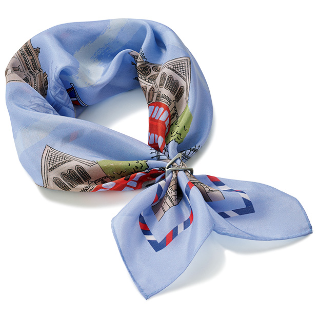 リング付きシルクスカーフ／ロンドンの街並み