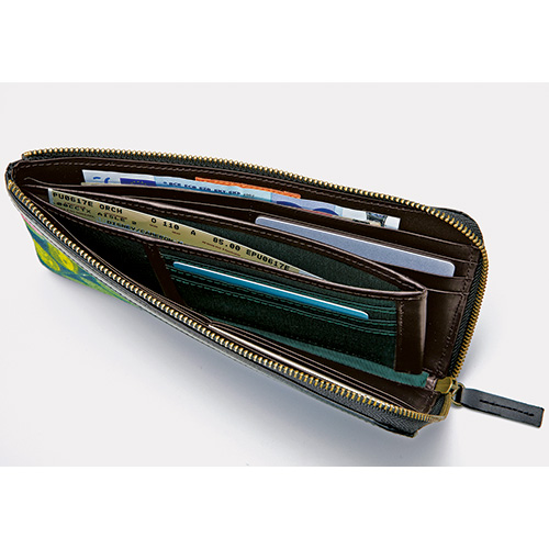 ヨブス工房の生地を使った長財布/L字ファスナー