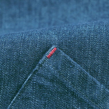 倉敷デニムの丸襟コート