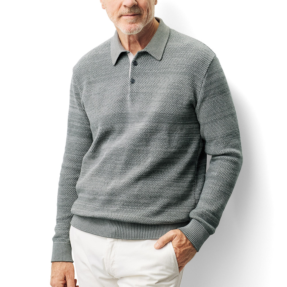 微起毛コットン･引き揃え鹿の子ニットポロシャツ