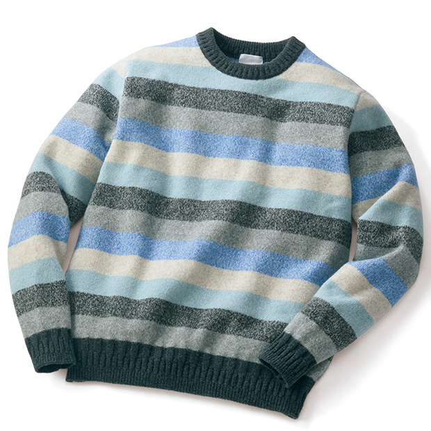 三つ杢ボーダーセーター／雪景色