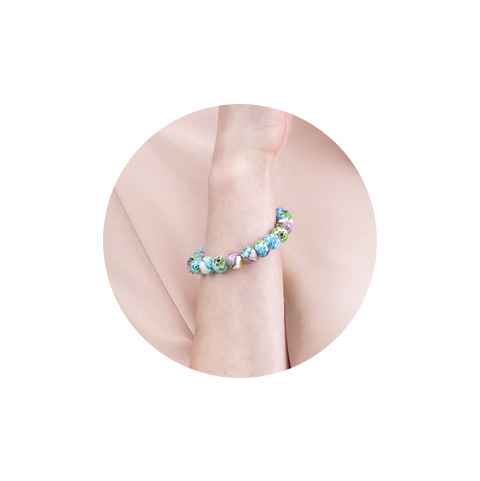 ムラーノガラスのとんぼ玉ブレスレット／ミルフィオリ