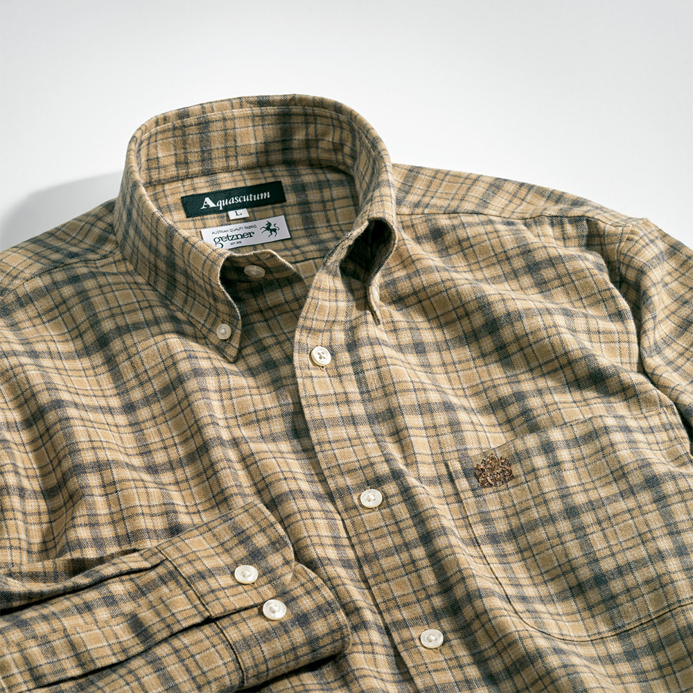 ゲッツナーウール混チェックシャツ