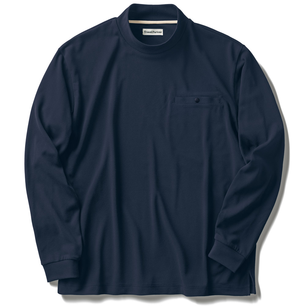 吸水速乾･鹿の子モックネックTシャツ