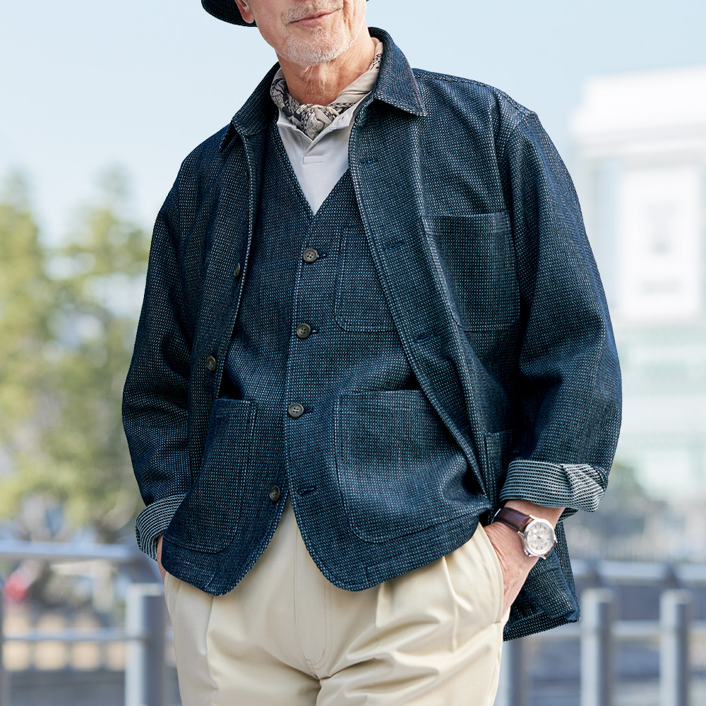 変わり蜂巣織り･ワークベスト