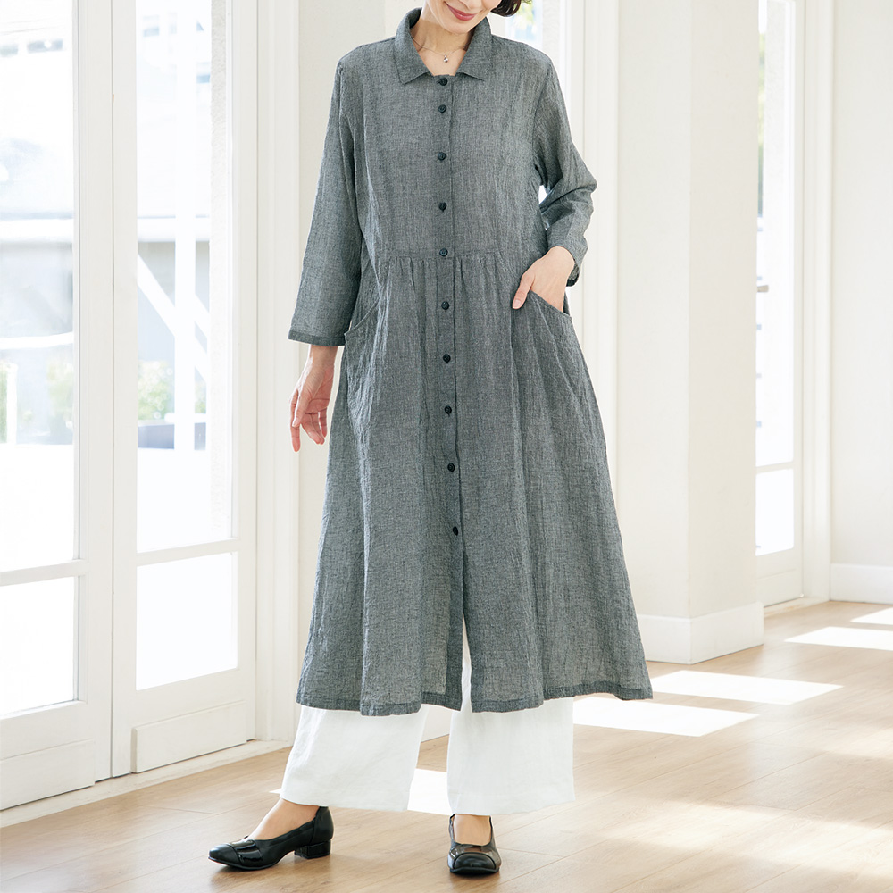 綿麻ソフトワッシャーワンピース