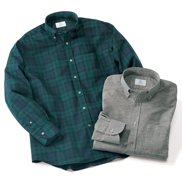 お腹まわりをすっきり見せるB.D.シャツ