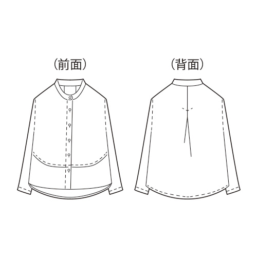 コットンスタンドカラーブラウス