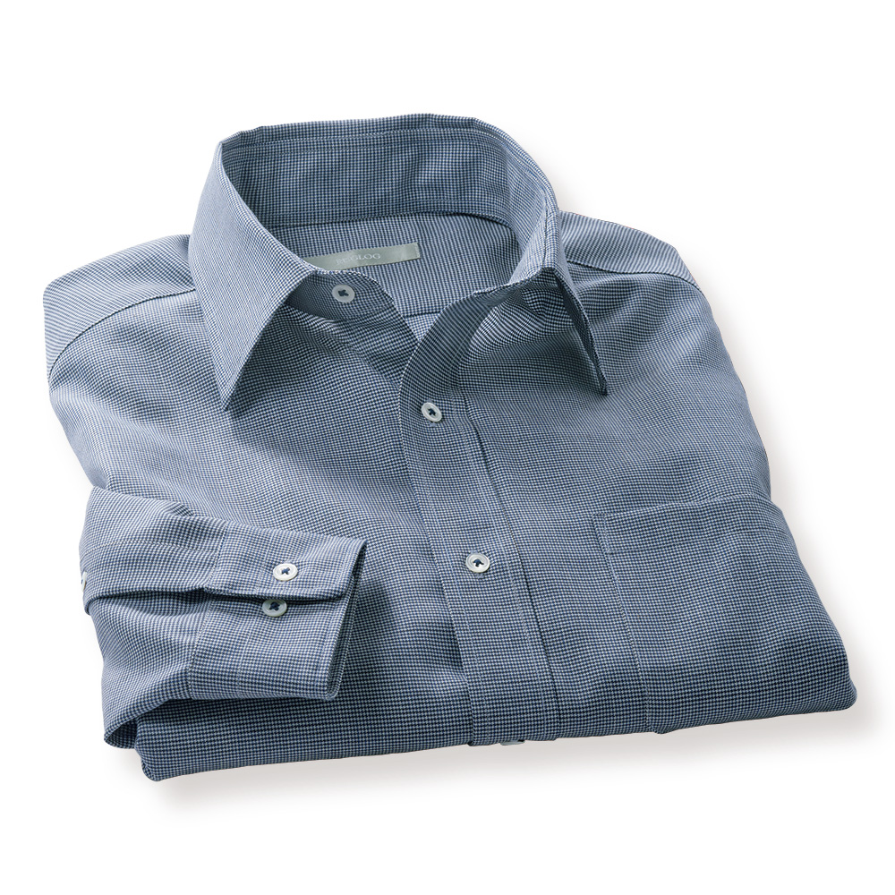 洗えるスーパー120′Sウール・多機能千鳥格子シャツ