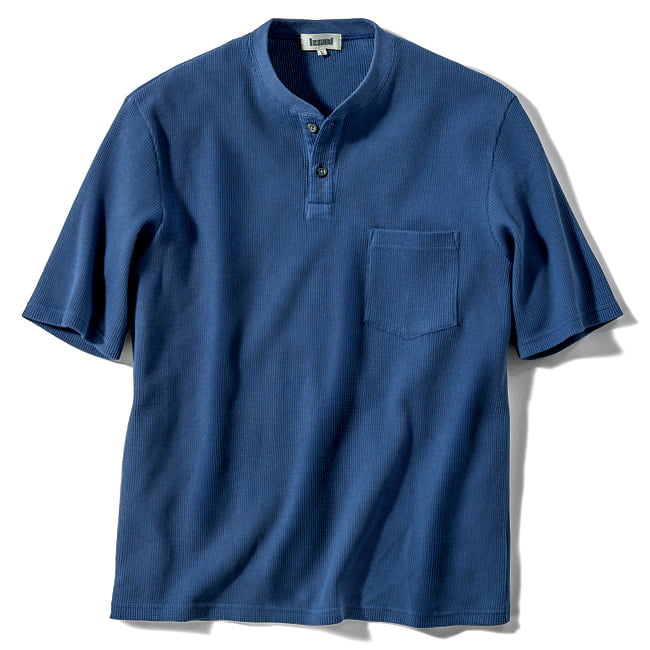 度詰めワッフルヘンリーネックTシャツ