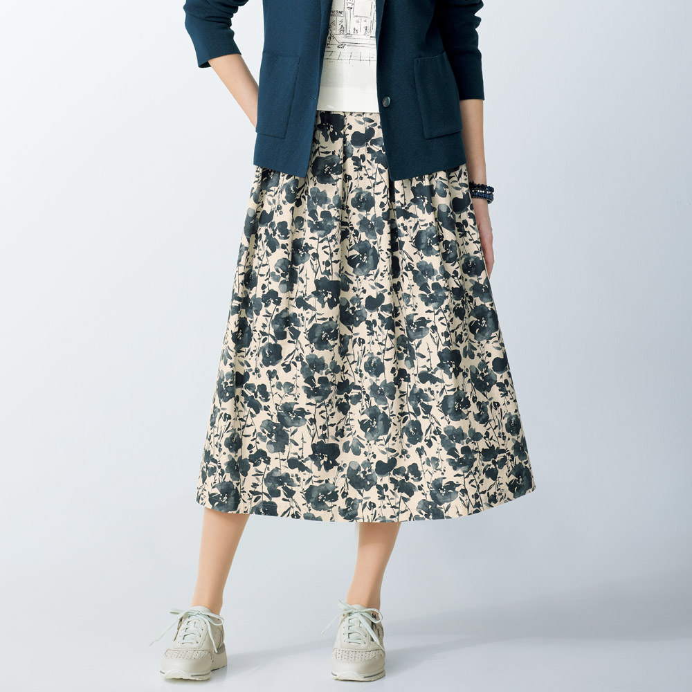 コットンリネンプリントスカート