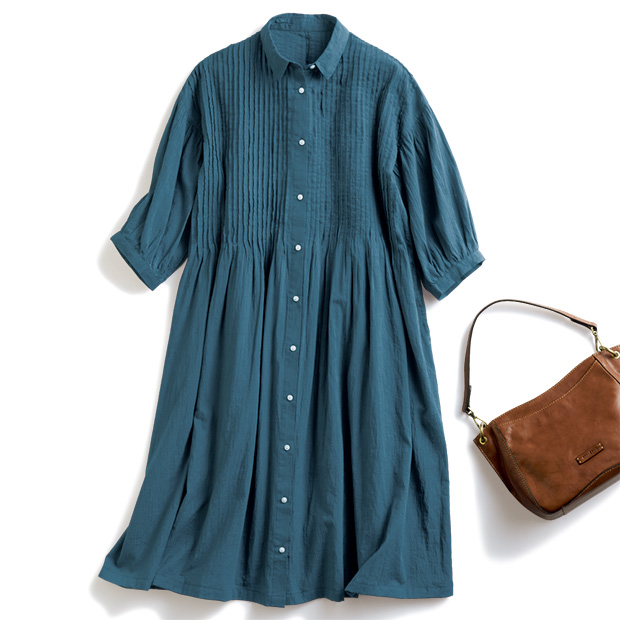 コットンボイルピンタックワンピース