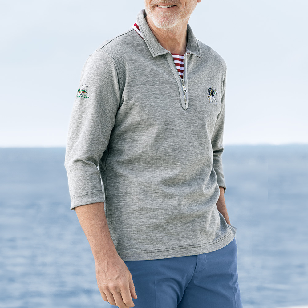 サーフニット七分袖ポロシャツ／アーカイブモチーフ