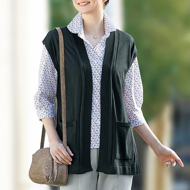 海島綿ロングベスト
