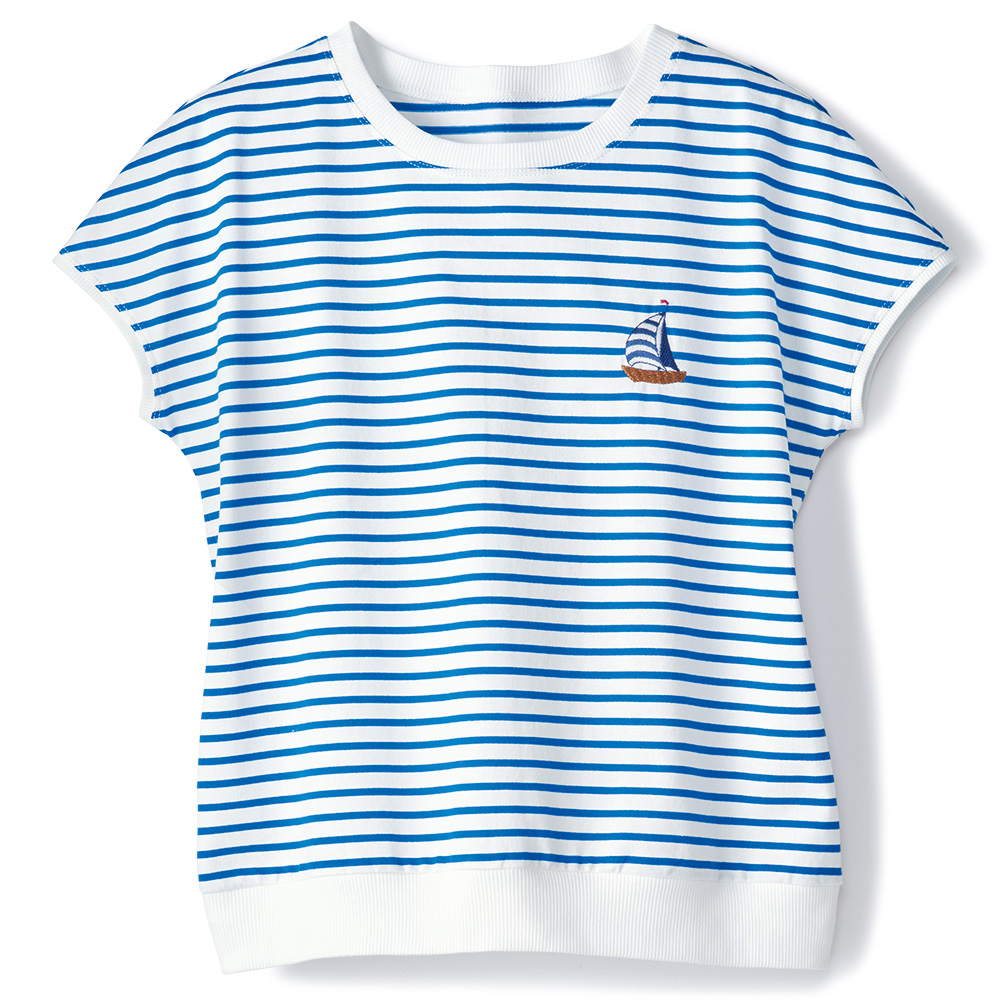 刺しゅう使いボーダープルオーバー